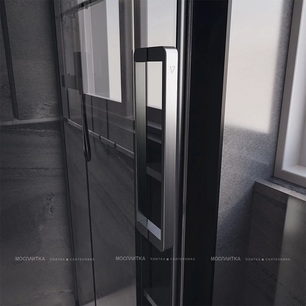 Душевая дверь Veconi Premium Trento PTD-40GR, 120х200, брашированный графит, стекло прозрачное - изображение 3