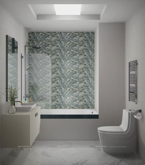 Дизайн Ванная в стиле Арт-деко в белом цвете №11635 - 5 изображение