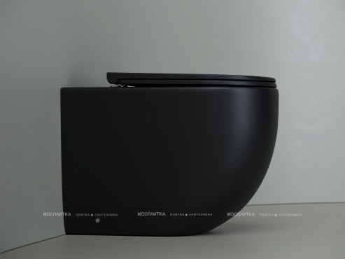 Унитаз приставной безободковый Ceramica Nova Metropol Rimless CN4004MB с крышкой-сиденьем микролифт, черный матовый - 4 изображение