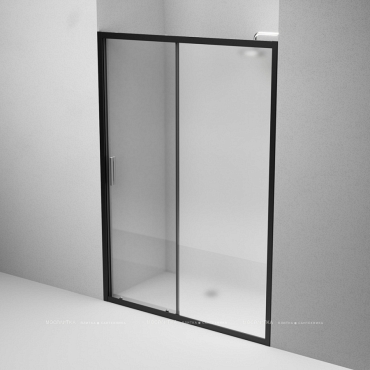Душевая дверь Am.Pm Gem 140 см W90G-140-1-195BM стекло прозрачное / матовое, профиль черный - 5 изображение
