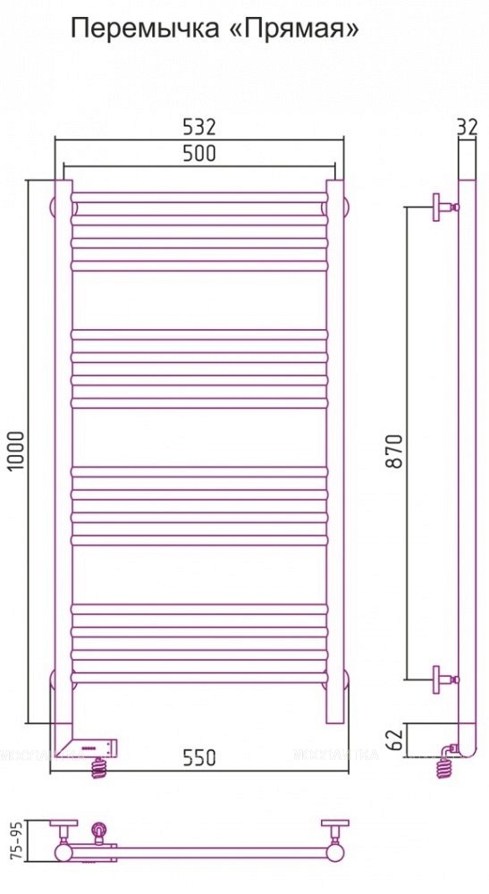 Полотенцесушитель электрический Сунержа Богема 2.0 100х50 см 00-5204-1050 без покрытия - изображение 2