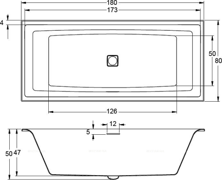 Акриловая ванна Riho Still Square Led 180x80 см L - 3 изображение