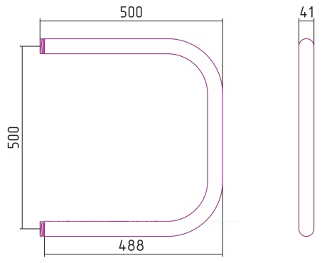 Полотенцесушитель водяной Сунержа П-образный 50х50 см 00-0013-5050 без покрытия - 3 изображение