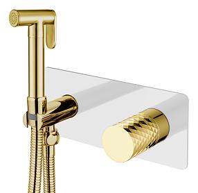 Гигиенический душ Boheme Stick 127-WG со смесителем, white diamond gold