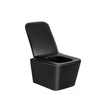 Комплект подвесной безободковый унитаз Vincea Q-Line VT1-12MB с сиденьем soft-close, черный матовый + инсталляция Geberit Duofix 458.124.21.5 с кнопкой, хром глянцевый - 3 изображение