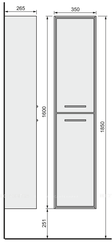 Шкаф-пенал Raval Frame 160 Fra.04.160/P/W, подвесной, белый - изображение 6