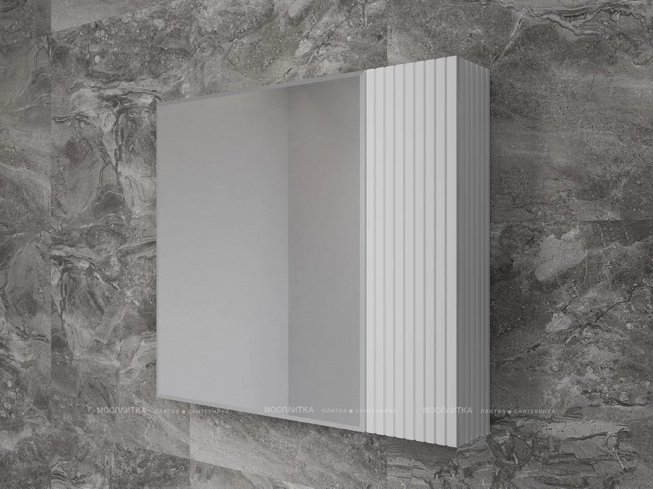 Зеркальный шкаф Style Line Стокгольм 80 см ЛС-00002324 белый рифленый софт - изображение 3