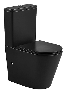 Унитаз-компакт безободковый Azario Vetro AZ-2149-MB с крышкой-сиденьем микролифт, матовый черный