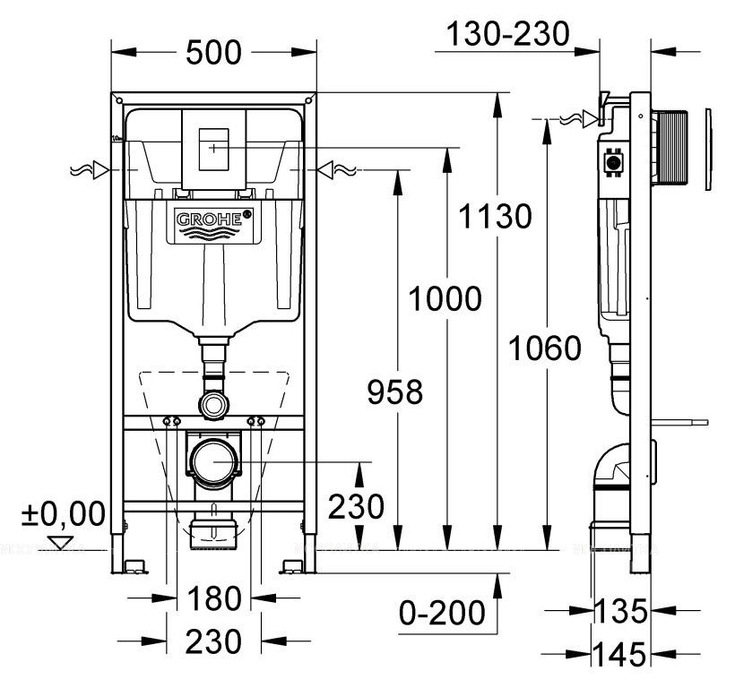 Комплект подвесной безободковый унитаз Creto Logan L1 1001-001-L1W с крышкой-сиденьем микролифт + инсталляция Grohe Rapid SL 38775001 4 в 1 с кнопкой смыва - изображение 37
