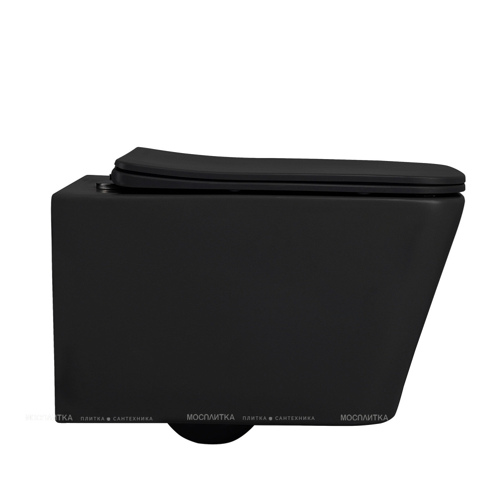 Унитаз подвесной безободковый Abber Rechteck AC1201MB с крышкой-сиденьем микролифт, матовый черный - изображение 2