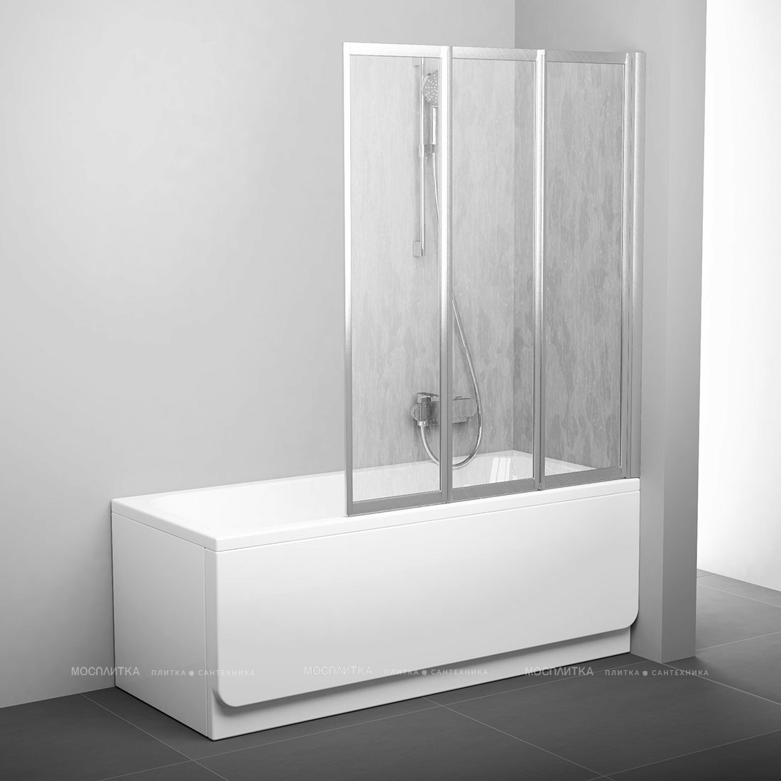 Шторка на ванну Ravak VS3 130 сатин+ Раин, серый - изображение 2