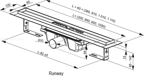 Душевой канал OZ Ravak Runway 300 - нержавеющая сталь X01418 - изображение 2