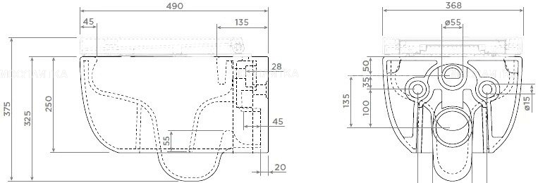 Комплект подвесной безободковый унитаз Berges Wasserhaus Ego 082111 с сиденьем с микролифтом + инсталляция Am.Pm ProC I012707.0238 с клавишей смыва ProC S, чёрная матовая - изображение 3