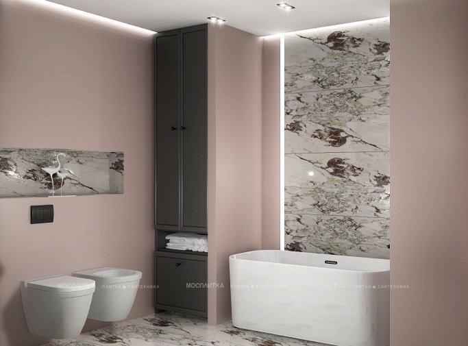 Дизайн Совмещённый санузел в стиле Современный в розовым цвете №12128 - 6 изображение