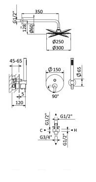 Душевой комплект Cezares LEAF-DSIP-30-01 1 режим, хром - 2 изображение