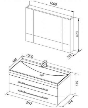 Комплект мебели для ванной Aquanet Верона 100 черный подвесной 2 ящика - 15 изображение
