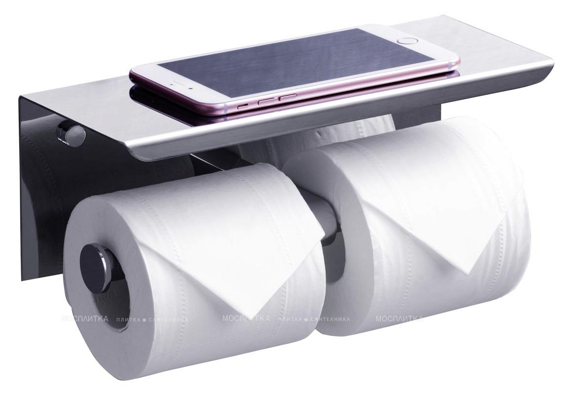 Держатель туалетной бумаги Rush Edge ED77142A двойной, с полкой для телефона - изображение 5