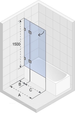 Шторка на ванну Riho VZ Scandic M109 V 850x1500 R, GX0604202 - 2 изображение