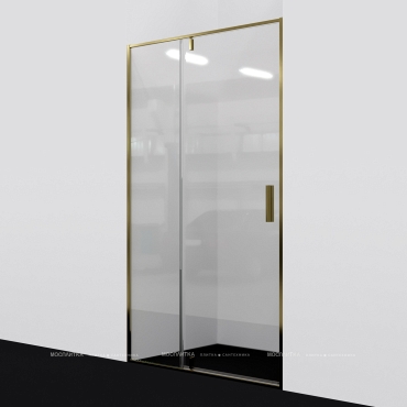 Душевая дверь Wasserkraft Aisch 100х200 см 55P12 профиль золото, стекло прозрачное - 2 изображение