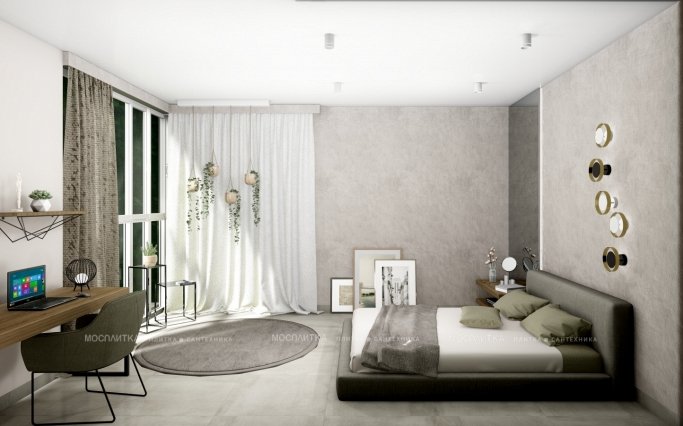 Дизайн Спальня в стиле Минимализм в бежевом цвете №12958 - 3 изображение