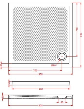 Душевой поддон ArtCeram 90x90x5,5см PDQ008 01; 00 квадратный белый - 3 изображение