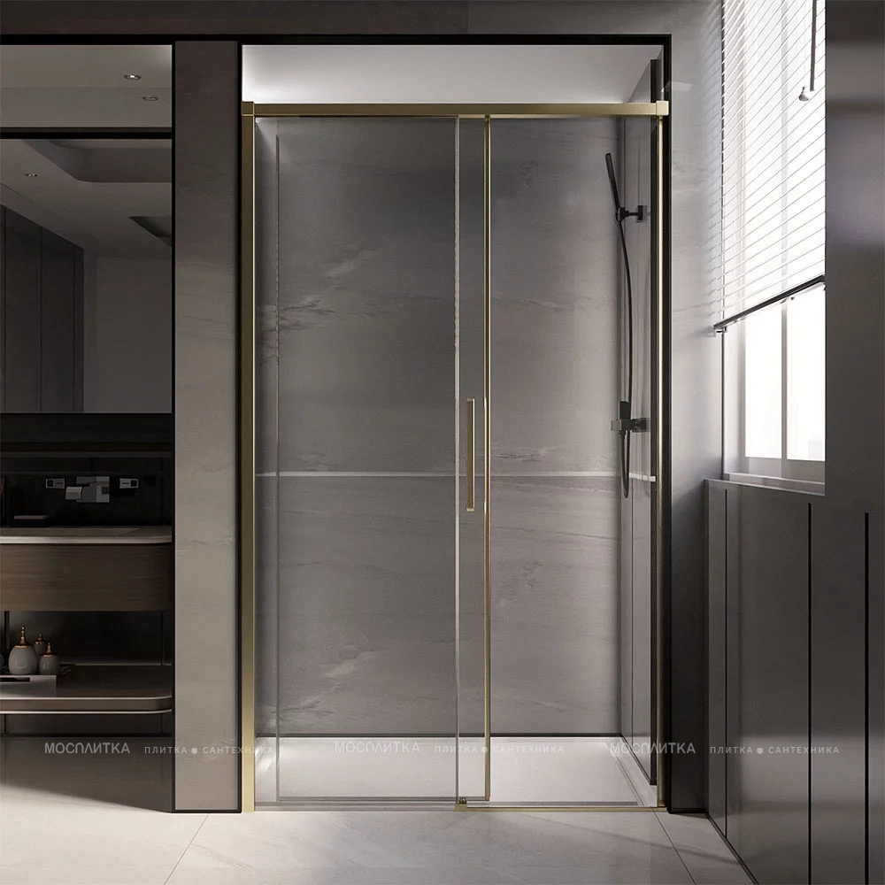 Душевая дверь Veconi Premium Trento PTD-40G, 150х200, золото, стекло прозрачное - изображение 2