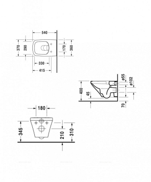 Унитаз подвесной Duravit Durastyle 45510900A1 безободковый 37 х 54 см - 4 изображение