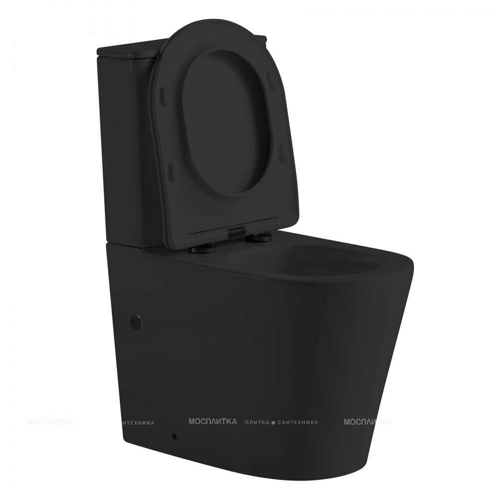 Унитаз-компакт безободковый Abber Bequem AC1112TMB с крышкой-сиденьем микролифт, черный матовый - изображение 4