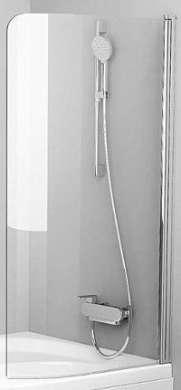 Шторка на ванну Ravak CVSK1 ROSA 140/150 R блестящая+ транспарент, серый1