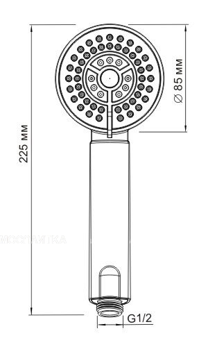 Душевая лейка WasserKRAFT A035, 3-функциональная, хром, &#216;85 мм - изображение 2