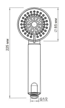 Душевая лейка WasserKRAFT A035, 3-функциональная, хром, Ø85 мм - 2 изображение