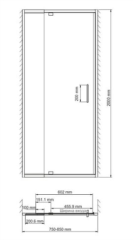 Душевая дверь Wasserkraft Berkel 48P27 80x200см прозрачная
