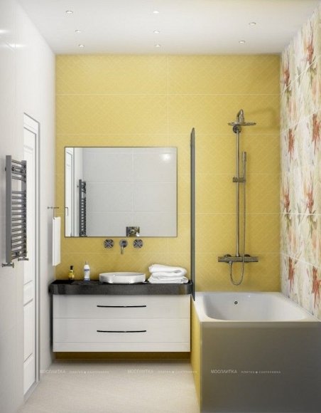 Дизайн Совмещённый санузел в стиле Современный в желтом цвете №11614 - 5 изображение