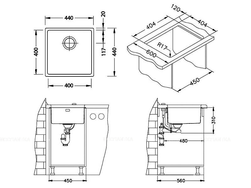 Кухонная мойка Alveus Kombino 30 1100235 нержавеющая сталь в комплекте с сифоном - изображение 3