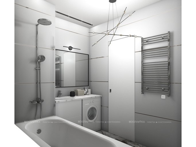 Дизайн Ванная в стиле Современный в черно-белом цвете №12841 - 7 изображение
