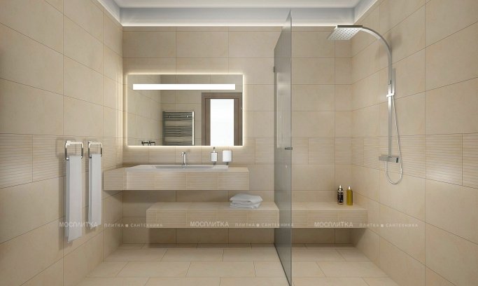 Дизайн Ванная в стиле Современный в бежевом цвете №10832