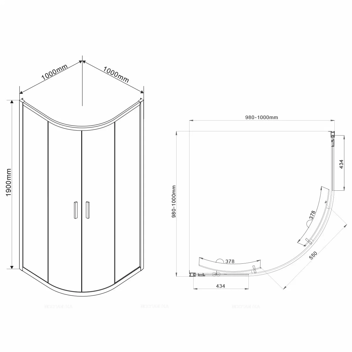 Душевой уголок Vincea Garda VSQ-1G100CL 100x100 см хром, стекло прозрачное - изображение 7