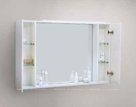 Зеркальный шкаф BelBagno Marino MARINO-SPC-1200/750-2A-BL-P, 120 х 75 см, с LED-подсветкой, Bianco Lucido - белый глянец - 3 изображение