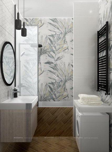 Дизайн Ванная в стиле Арт-деко в белом цвете №12385 - 2 изображение