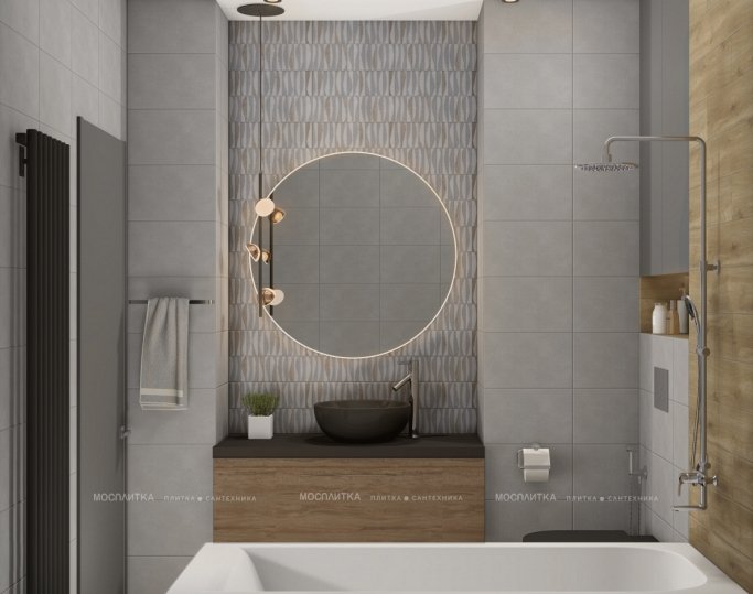 Дизайн Ванная в стиле Современный в сером цвете №13013 - 4 изображение