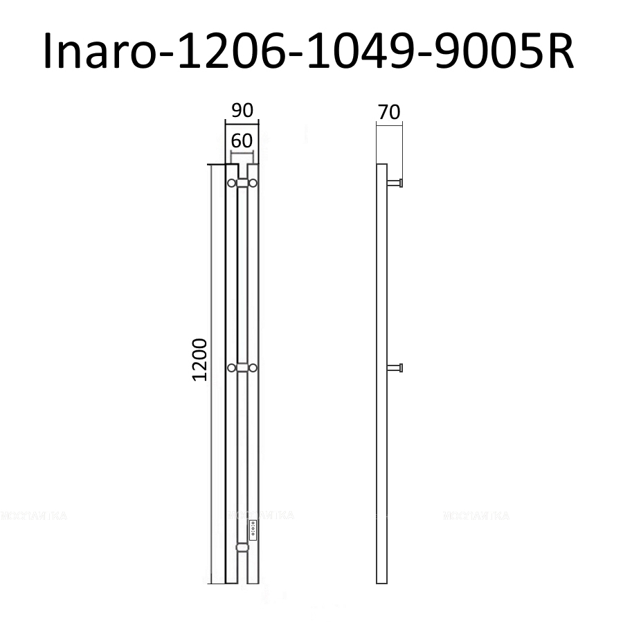 Полотенцесушитель электрический Маргроид Inaro 120х9 см Inaro-1206-1049-9005R матовый черный - изображение 7