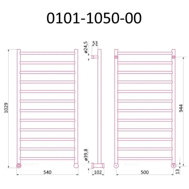 Полотенцесушитель электрический Izgib ЭДР FLORIDA 1000х500 левый (хром) - 2 изображение