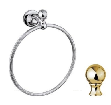 Полотенцедержатель кольцо Cezares Olimp RN-03/24-M цвет золото, ручки металл - 5 изображение