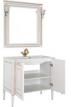 Комплект мебели для ванной Aquanet Паола 90 белый/патина золото - 3 изображение