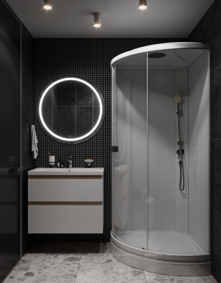 Дизайн Совмещённый санузел в стиле Современный в черно-белом цвете №13176 - 4 изображение