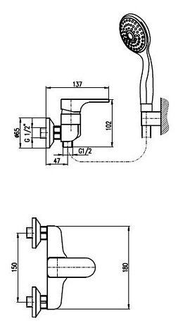 Смеситель для душа Rav-Slezak Yukon YU180.5/1CB, с душевым гарнитуром, хром/белый