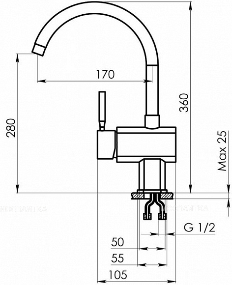 Смеситель Granula Standart ST-31 для кухонной мойки, базальт - изображение 2