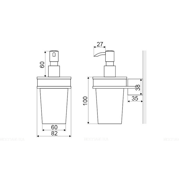 Дозатор жидкого мыла Excellent Kobo подвесной (хром), DOEX.1706CR - изображение 6