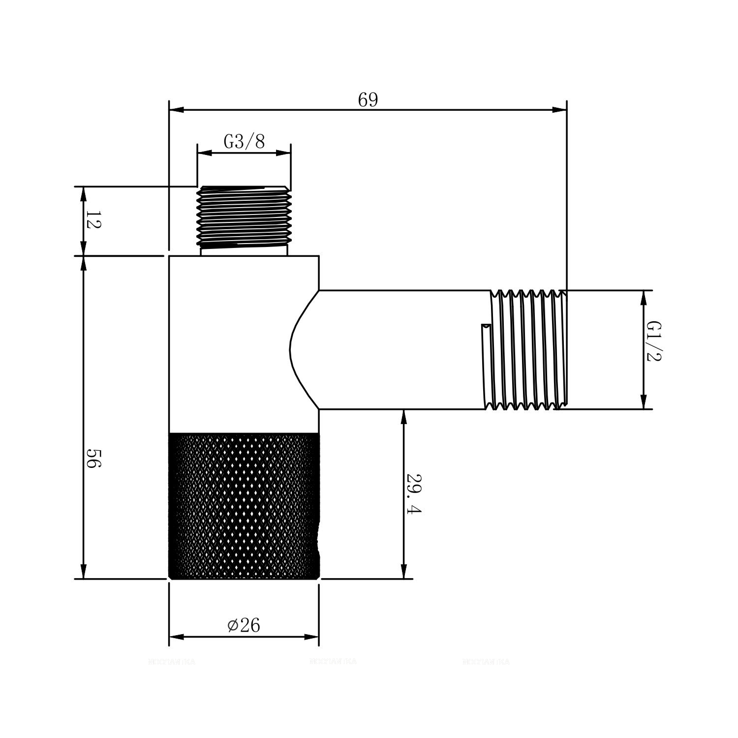 Вентиль Wellsee Drainage System 182147001, запорный, резьба 1/2&quot;x 3/8&quot;, матовый черный - изображение 7