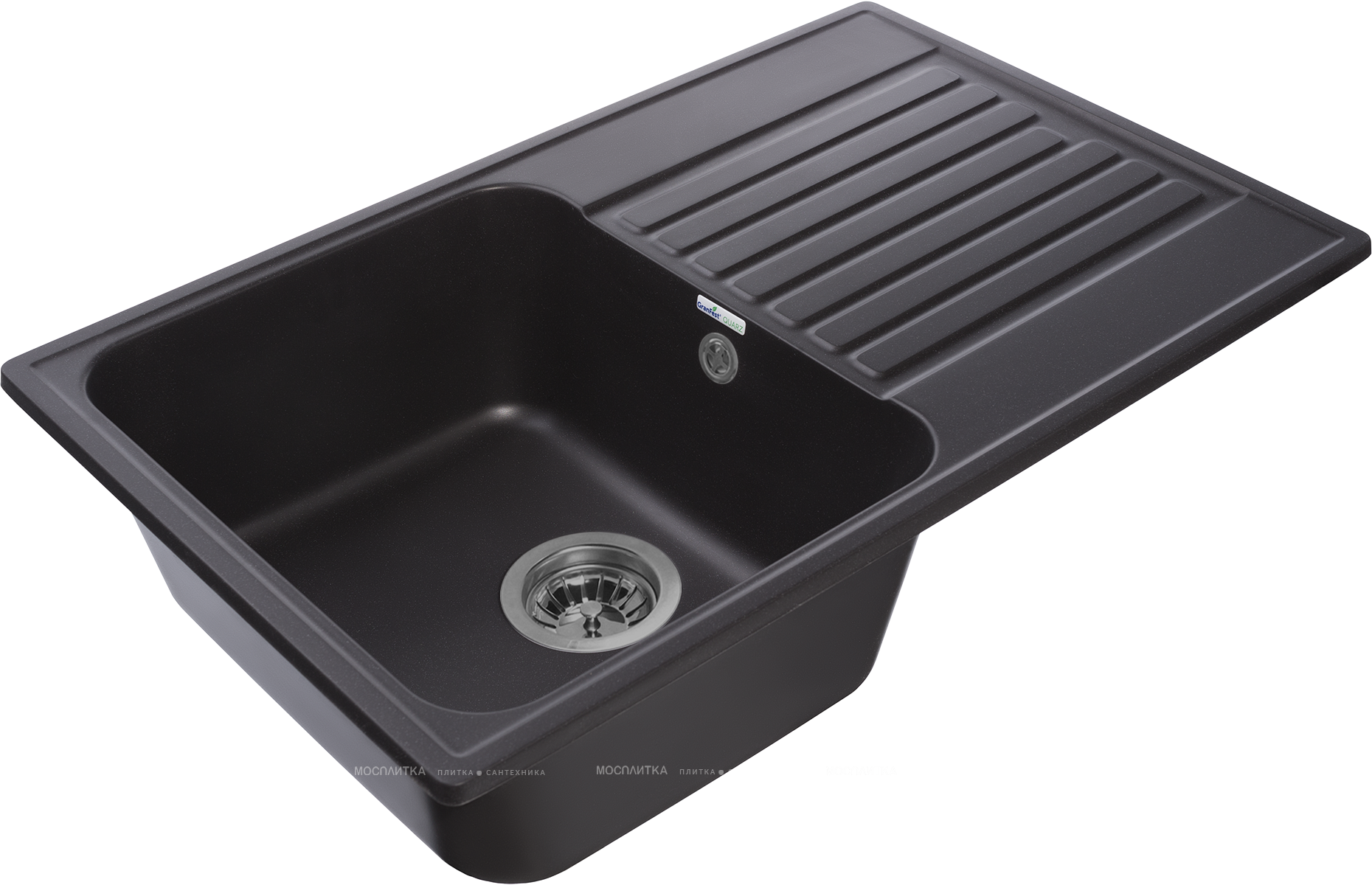 Кухонная мойка GranFest Quarz 73,6, прямоугольная, цвет черный - изображение 2